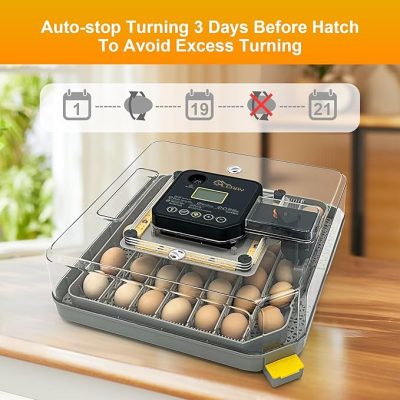 48 Egg Incubator for Hatching Eggs,Automatic Egg Turning and Humidity Control, with Automatic Water Serving,360° View Poultry Incubator for Hatching Chicken, Duck, Quail & Parrot