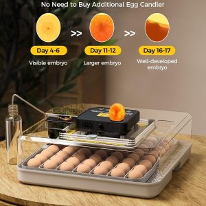 48 Egg Incubator for Hatching with Automatic Egg Turning and Humidity Control, Egg Candler, Poultry Egg Incubator for Chicken, Ducks, Goose, Pigeon, Quail, ideal for Farm, Classroom, Home